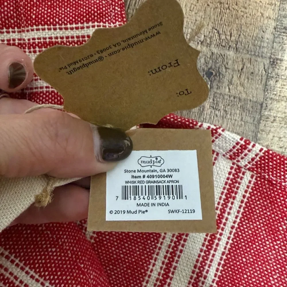Nwt mudpie red grainsock apron